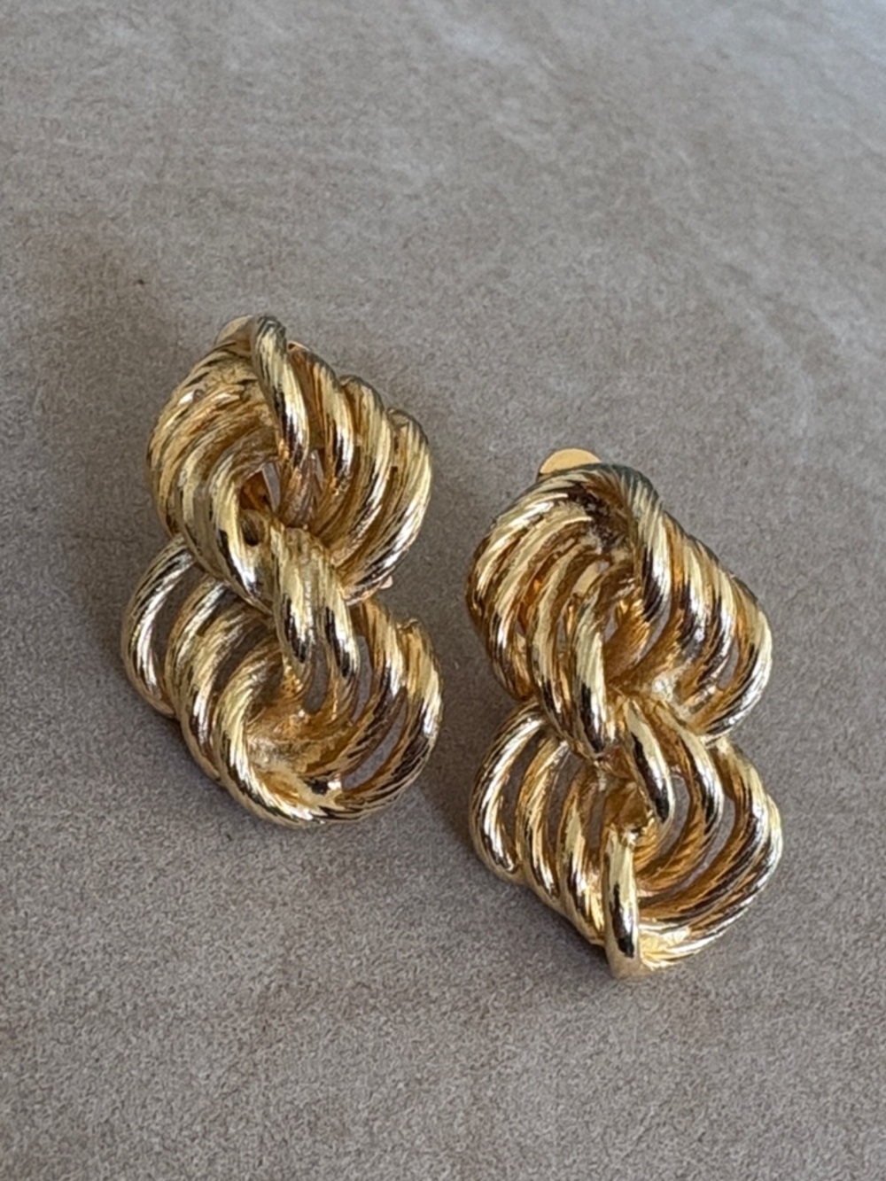 Gold Twisted Rope Knot Clip-On Earrings - Women Jewelry